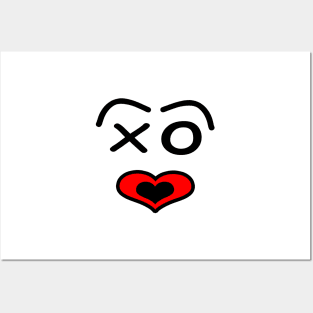 Funny love face - black and red. Posters and Art